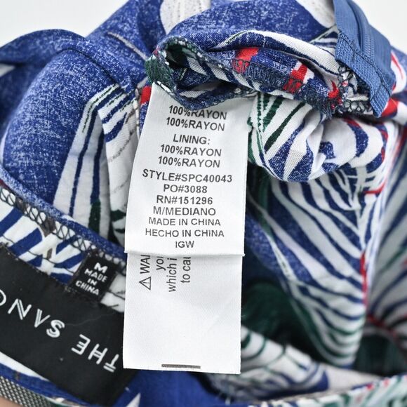 THE SANG Pants Womens Size M Blue Tropical Print High Rise‎ Wide Leg Beach Boho - Picture 9 of 13